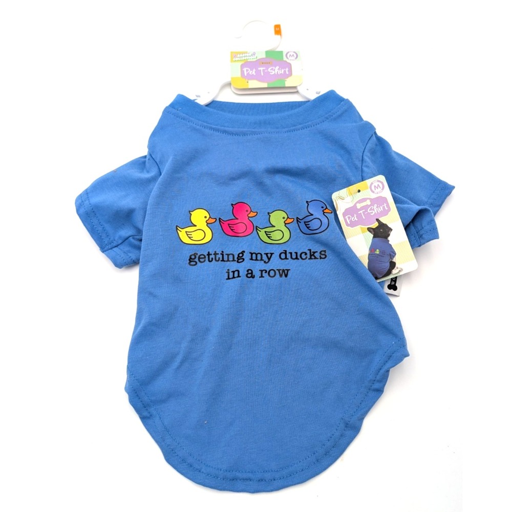 G mason New Pet Dog Easter Shirt Size Medium 20-23 in blue Getting ducks in row